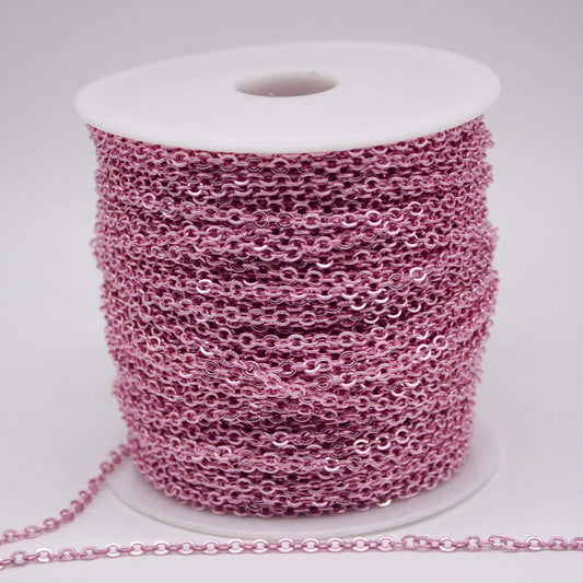 3 Ft Non Tarnish Big Chunky Flat Chain - Pink Copper Plated Flat Cable Chain Sturdy SOLDERED Heavy Chain 4X5mm 22Gauge 22G - AT45F