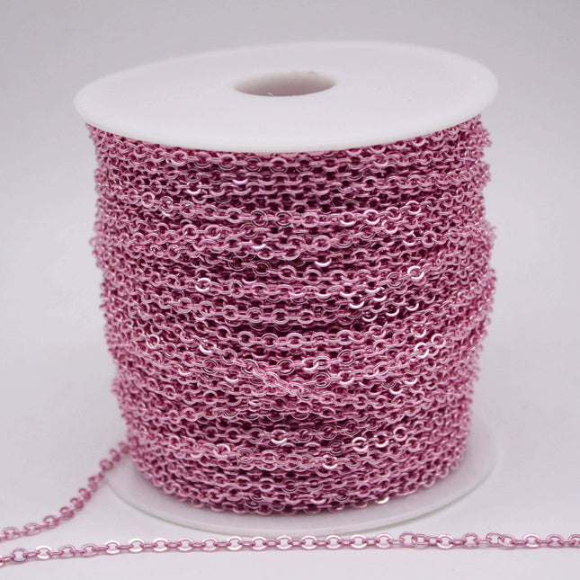 3 Ft Non Tarnish Big Chunky Flat Chain - Pink Copper Plated Flat Cable Chain Sturdy SOLDERED Heavy Chain 4X5mm 22Gauge 22G - AT45F