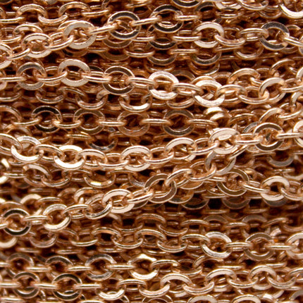 3 Ft Non Tarnish Big Chunky Flat Cable Chain - Champagne Pinky Gold Plated Flat Cable Sturdy SOLDERED Heavy Chain 4X5mm 22Gauge 22G - AT45F