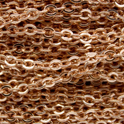 32 Ft Non Tarnish Big Chunky Flat Cable Chain - Champagne Pinky Gold Plated Flat Cable Sturdy SOLDERED Heavy Chain 4X5mm 22Gauge 22G - AT45F