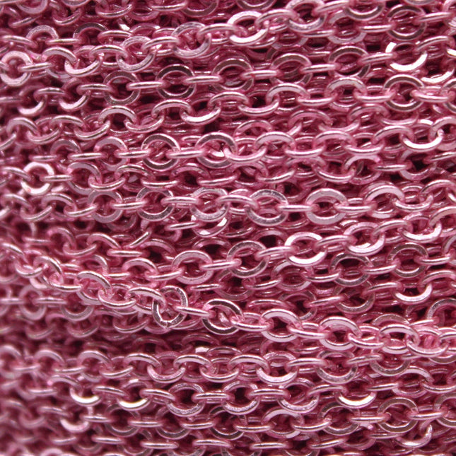 3 Ft Non Tarnish Big Chunky Flat Chain - Pink Copper Plated Flat Cable Chain Sturdy SOLDERED Heavy Chain 4X5mm 22Gauge 22G - AT45F
