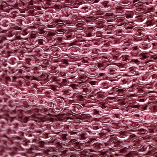 100 Ft Non Tarnish Big Chunky Flat Chain - Pink Copper Plated Flat Cable Chain Sturdy SOLDERED Heavy Chain 4X5mm 22Gauge 22G - AT45F