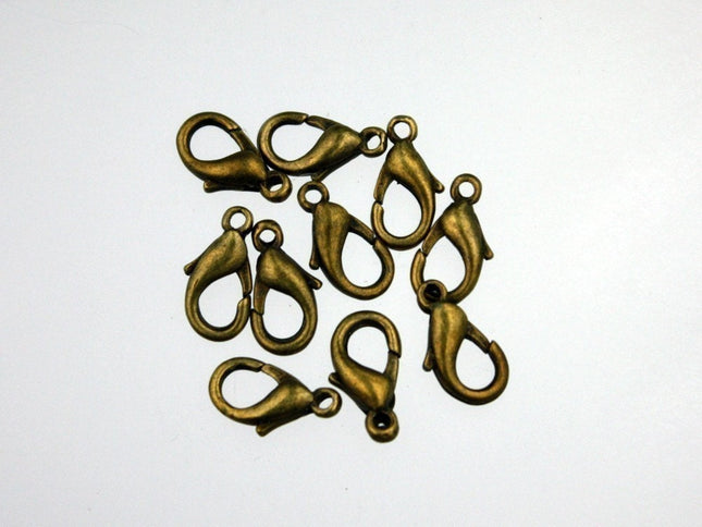 30 Antique Bronze Lobster Clasp - 12mm 12x7mm Antique Brass Parrot Clasps Lobster Claw Clasp - LOB12B