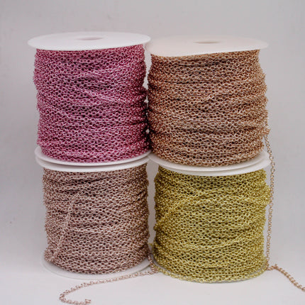 100 Ft Non Tarnish Big Chunky Cable Chain - Pink Copper Plated Round Cable Chain Sturdy SOLDERED Heavy Chain 4X5mm 22 Gauge 22G - AT450S