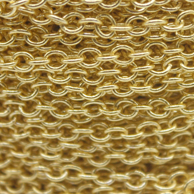 100 Ft Non Tarnish Big Chunky Cable Chain - 18K Gold Plated Round Cable Chain Sturdy SOLDERED Heavy Chain 3X3.5mm 22Gauge 22G - AT335S