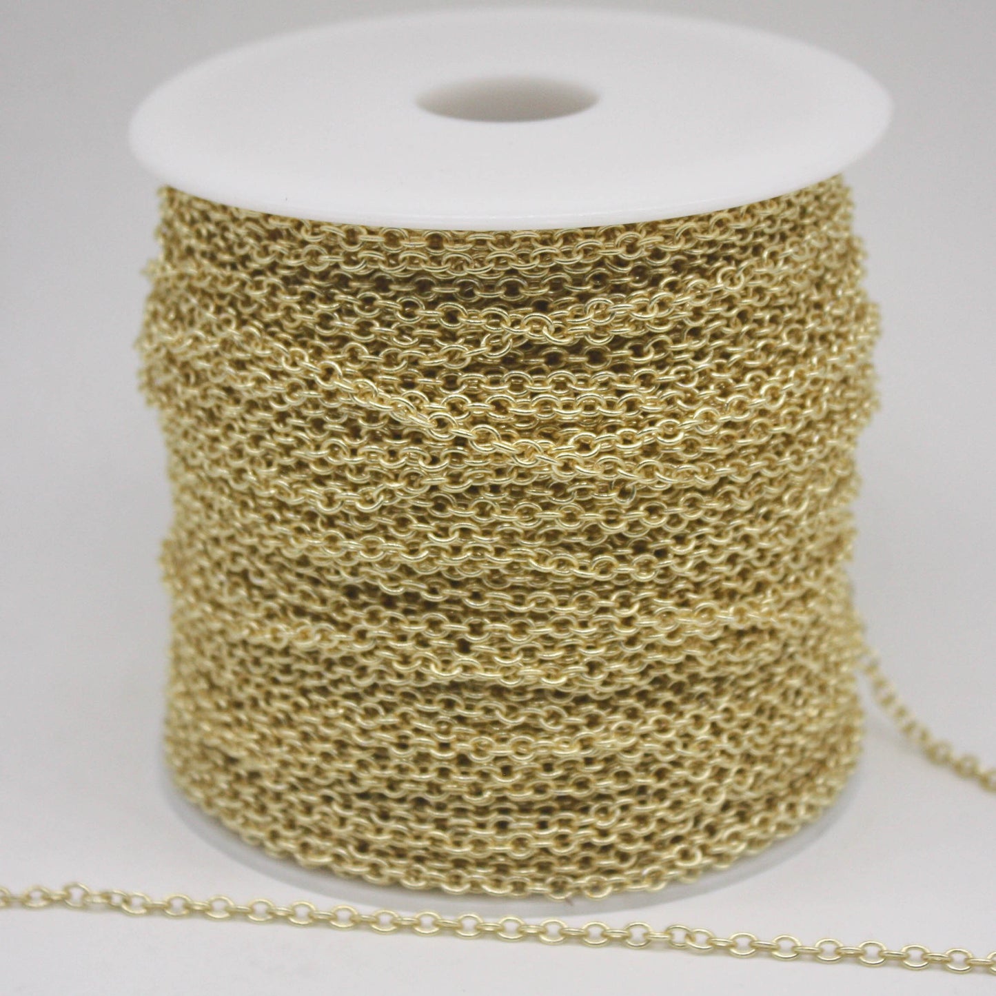 100 Ft Non Tarnish Big Chunky Cable Chain - 18K Gold Plated Round Cable Chain Sturdy SOLDERED Heavy Chain 3X3.5mm 22Gauge 22G - AT335S