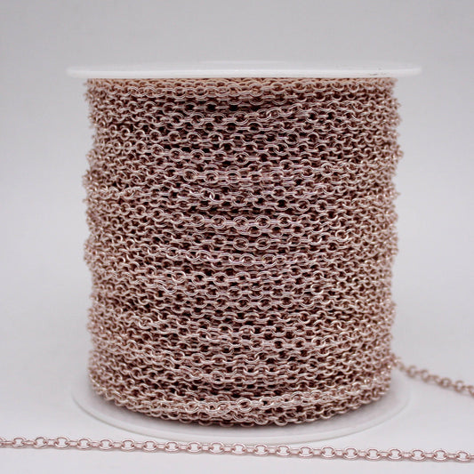 300 Ft Non Tarnish Big Chunky Cable Chain - Rose Gold Plated Round Cable Chain Sturdy SOLDERED Heavy Chain 4X5mm 22Gauge 22G - AT450S