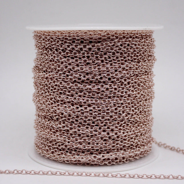 300 Ft Non Tarnish Big Chunky Cable Chain - Rose Gold Plated Round Cable Chain Sturdy SOLDERED Heavy Chain 4X5mm 22Gauge 22G - AT450S
