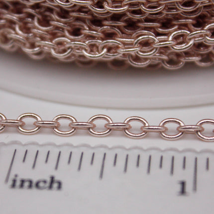 100 Ft Non Tarnish Big Chunky Cable Chain - Rose Gold Plated Round Cable Chain Sturdy SOLDERED Heavy Chain 4X5mm 22Gauge 22G - AT450S