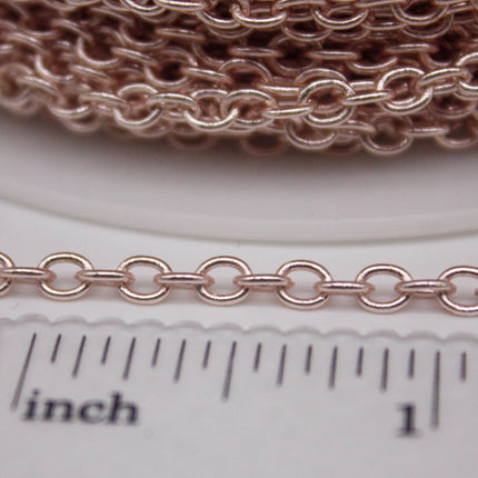 300 Ft Non Tarnish Big Chunky Cable Chain - Rose Gold Plated Round Cable Chain Sturdy SOLDERED Heavy Chain 4X5mm 22Gauge 22G - AT450S