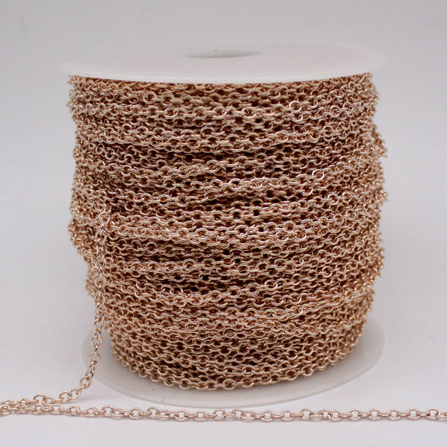 300 Ft Non Tarnish Big Chunky Cable Chain - Champagne Gold Plated Round Cable Chain Sturdy SOLDERED Heavy 4X5mm 22Gauge 22G - AT450S