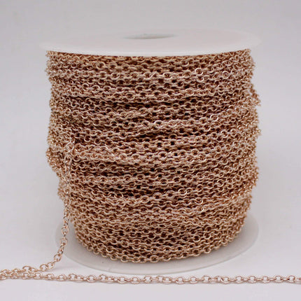 32 Ft Non Tarnish Big Chunky Cable Chain - Champagne Gold Plated Round Cable Chain Sturdy SOLDERED Heavy 4X5mm 22Gauge 22G - AT450S