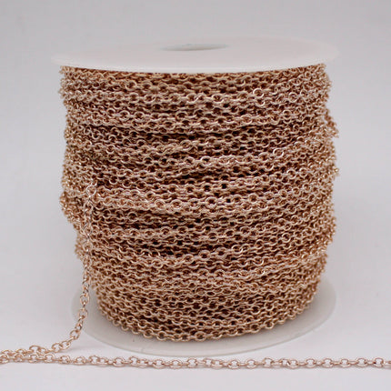 100 Ft Non Tarnish Big Chunky Cable Chain - Champagne Gold Plated Round Cable Chain Sturdy SOLDERED Heavy 4X5mm 22Gauge 22G - AT450S