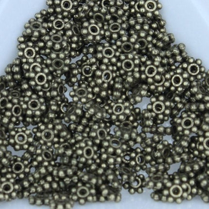 300 pcs - Antique Brass Finished Daisy Flower Spacer Beads - 5mm