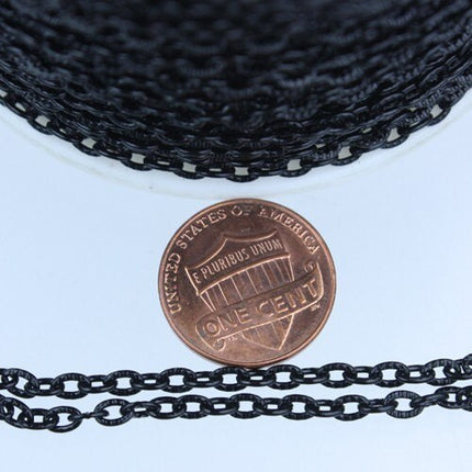 Wholsale Lot 300 ft of Black finished Textured Cable Chain - 4X3mm unsoldered link - 43TEX