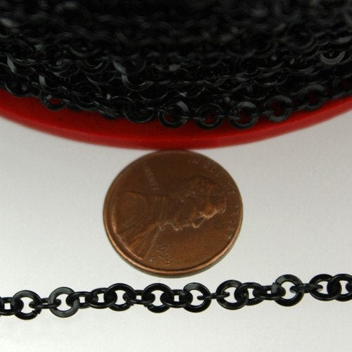 32ft of Black Flat round cable chain - 4.1mm - unsoldered Links - 41FLAT