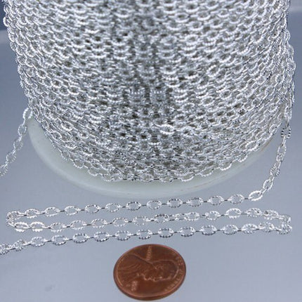 32 ft. of Antique Silver Flat Texture Oval Chunky Cable Chain - 4x3mm Unsoldered - 43TEX
