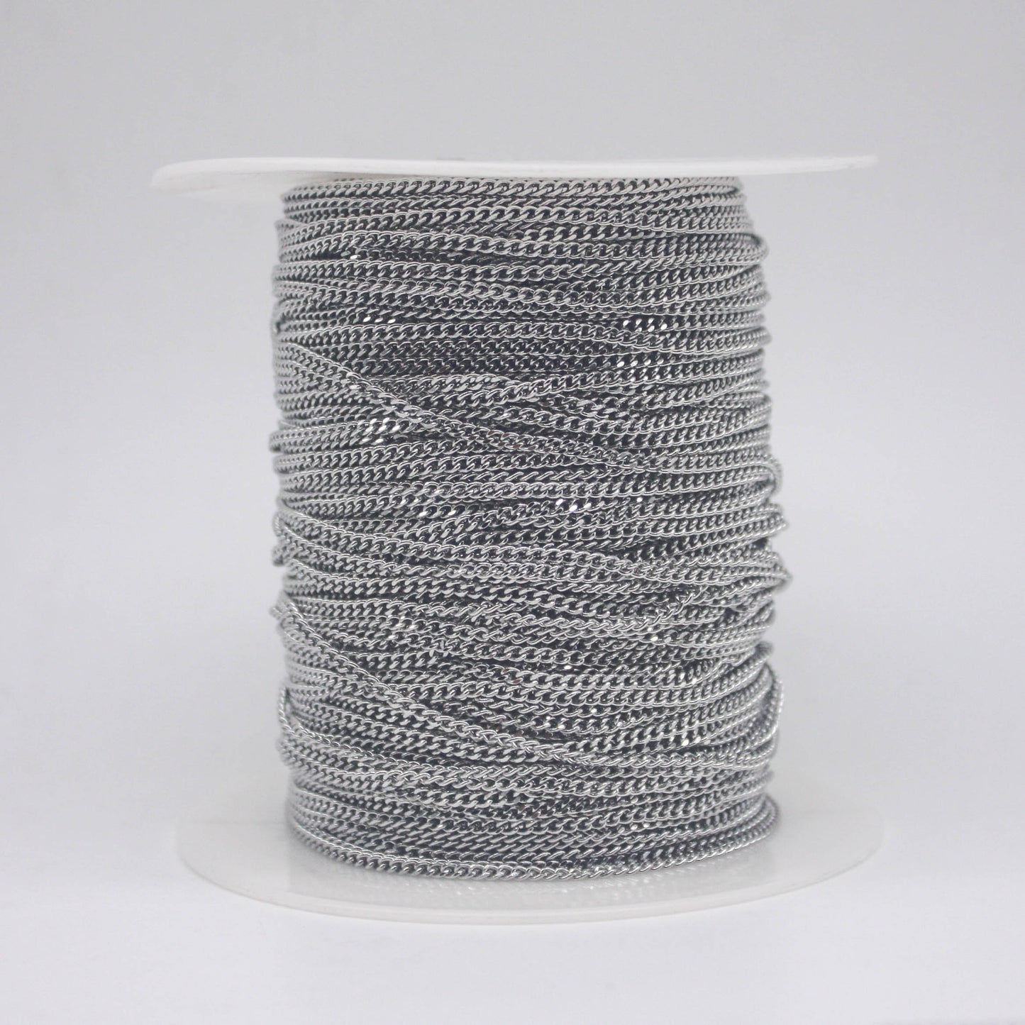 10 Ft of Stainless Steel Curb Chain bulk, Diamond Cut Facet, Diamond Cut Edge Curb Chain Necklace Bracelet - 2.0mm width 1.0mm thickness