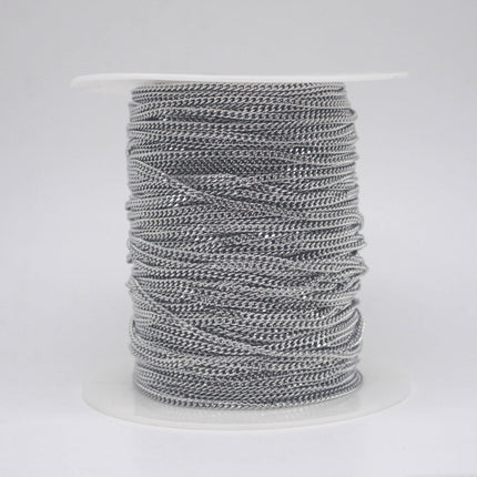 100 feet of Stainless Steel Curb Chain bulk, Diamond Cut Facet, Diamond Cut Edge Curb Chain Necklace Bracelet - 2.0mm width 1.0mm thickness