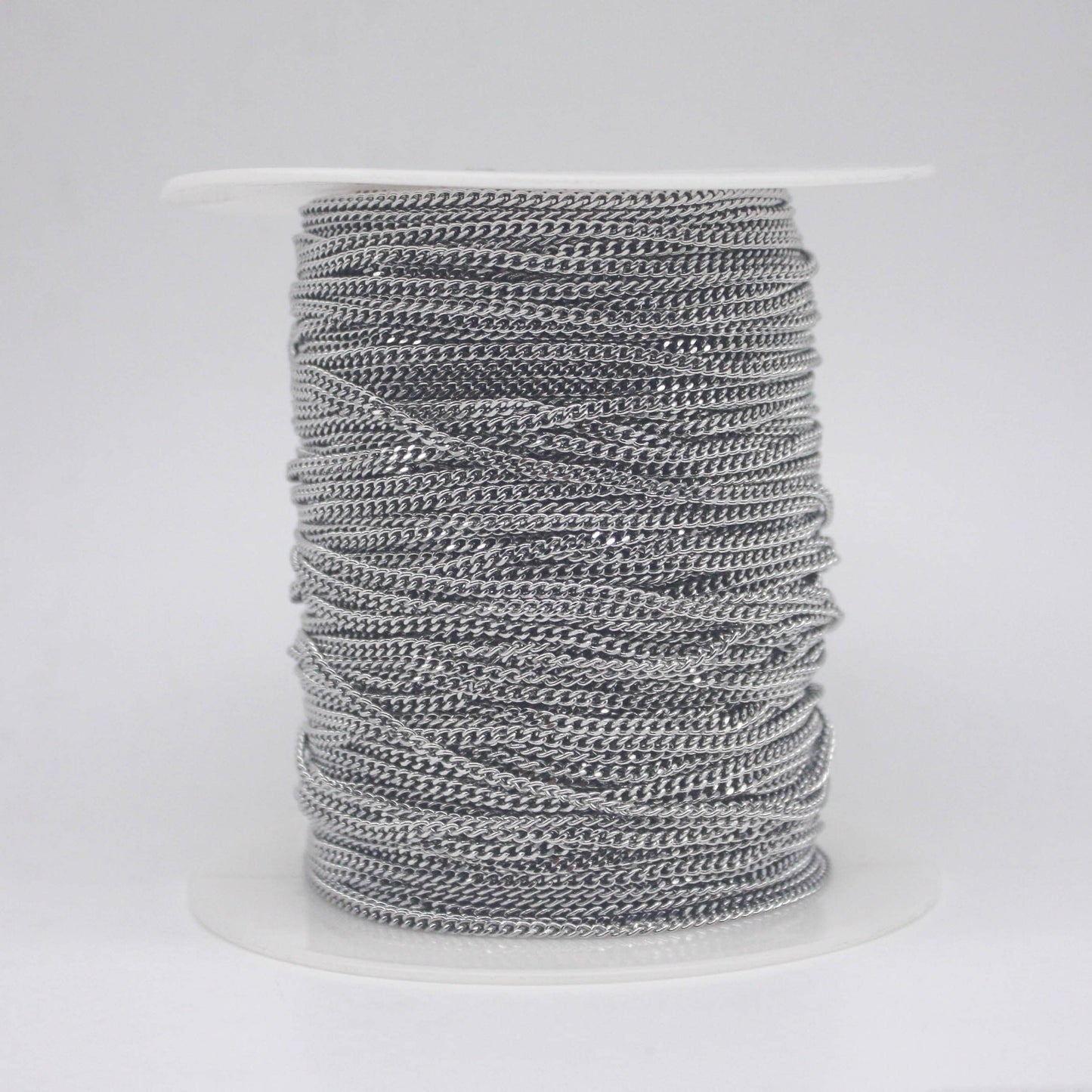 100 feet of Stainless Steel Curb Chain bulk, Diamond Cut Facet, Diamond Cut Edge Curb Chain Necklace Bracelet - 2.0mm width 1.0mm thickness