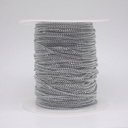 3 feet of Stainless Steel Curb Chain bulk, Diamond Cut Facet, Diamond Cut Edge Curb Chain Necklace Bracelet - 2.0mm width 1.0mm thickness
