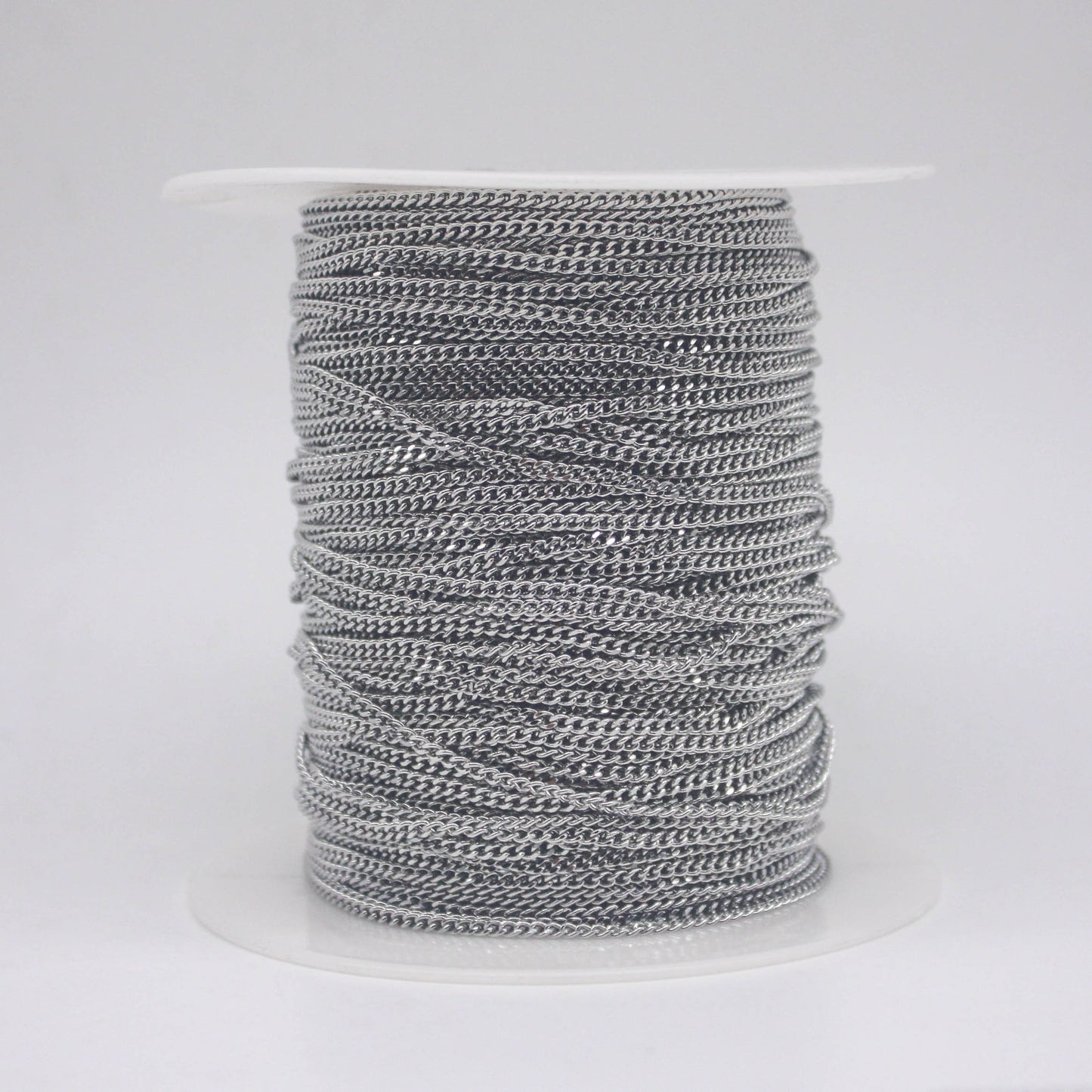 3 feet of Stainless Steel Curb Chain bulk, Diamond Cut Facet, Diamond Cut Edge Curb Chain Necklace Bracelet - 2.0mm width 1.0mm thickness