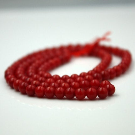 16 inch of Natural Red Bamboo Coral round beads - 4mm