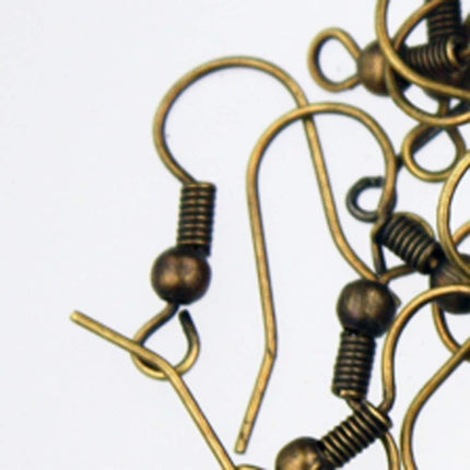 200 pcs of Antique Brass fish Hook with spring and ball Earwire 19X17mm