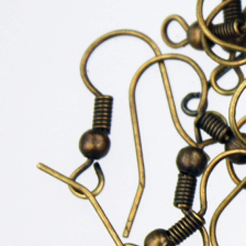 200 pcs of Antique Brass fish Hook with spring and ball Earwire 19X17mm