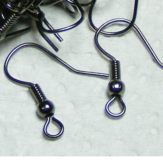 Wholesale Lot 100 pcs of Gunmetal fish Hook with spring and ball Earwire 19X17mm