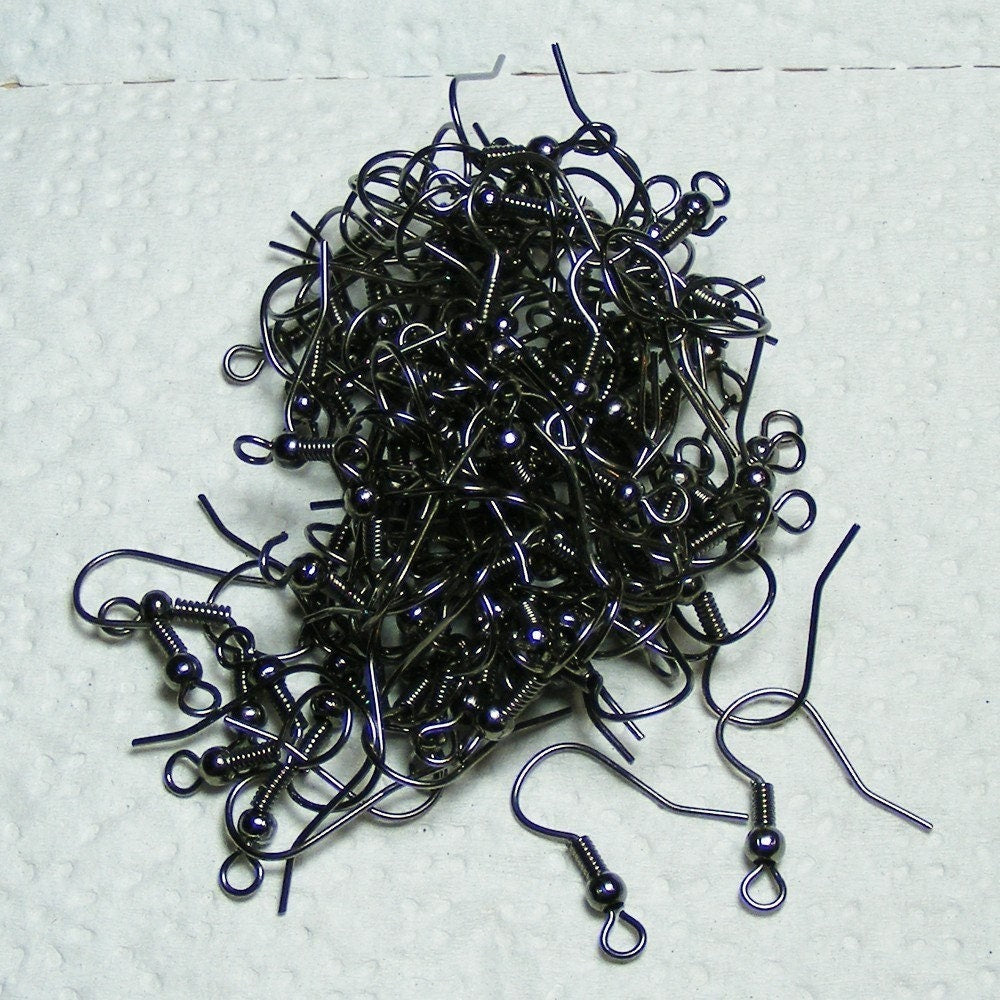 Wholesale Lot 100 pcs of Gunmetal fish Hook with spring and ball Earwire 19X17mm - Ship from California Bay Area USA