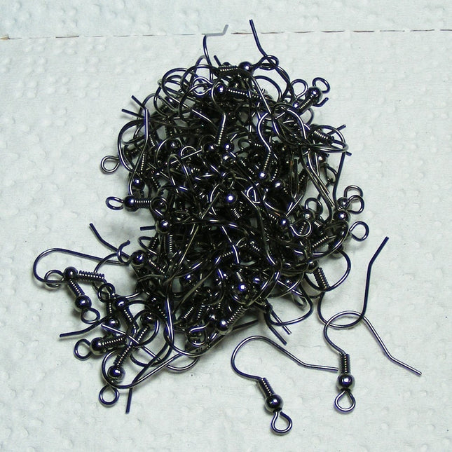 Wholesale Lot 100 pcs of Gunmetal fish Hook with spring and ball Earwire 19X17mm