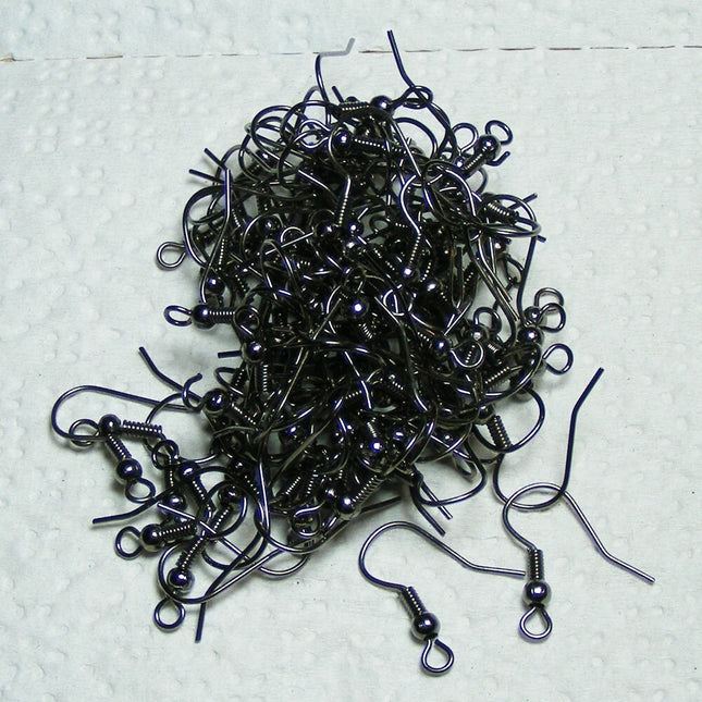 Wholesale Lot 1000 pcs of Gunmetal fish Hook with spring and ball Earwire 19X17mm - Ship from California Bay Area USA