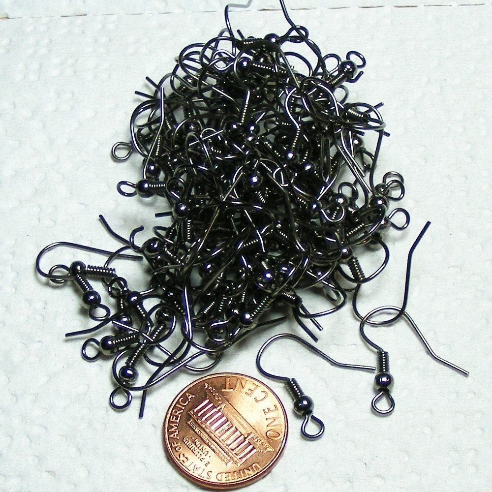 Wholesale Lot 100 pcs of Gunmetal fish Hook with spring and ball Earwire 19X17mm - Ship from California Bay Area USA