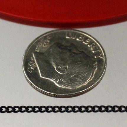 32 ft spool of Black Finished over brass Tiny curb chain - 1.3mm soldered link - 1.3S
