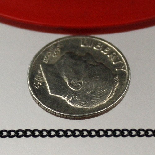 32 ft spool of Black Finished over brass Tiny curb chain - 1.3mm soldered link - 1.3S
