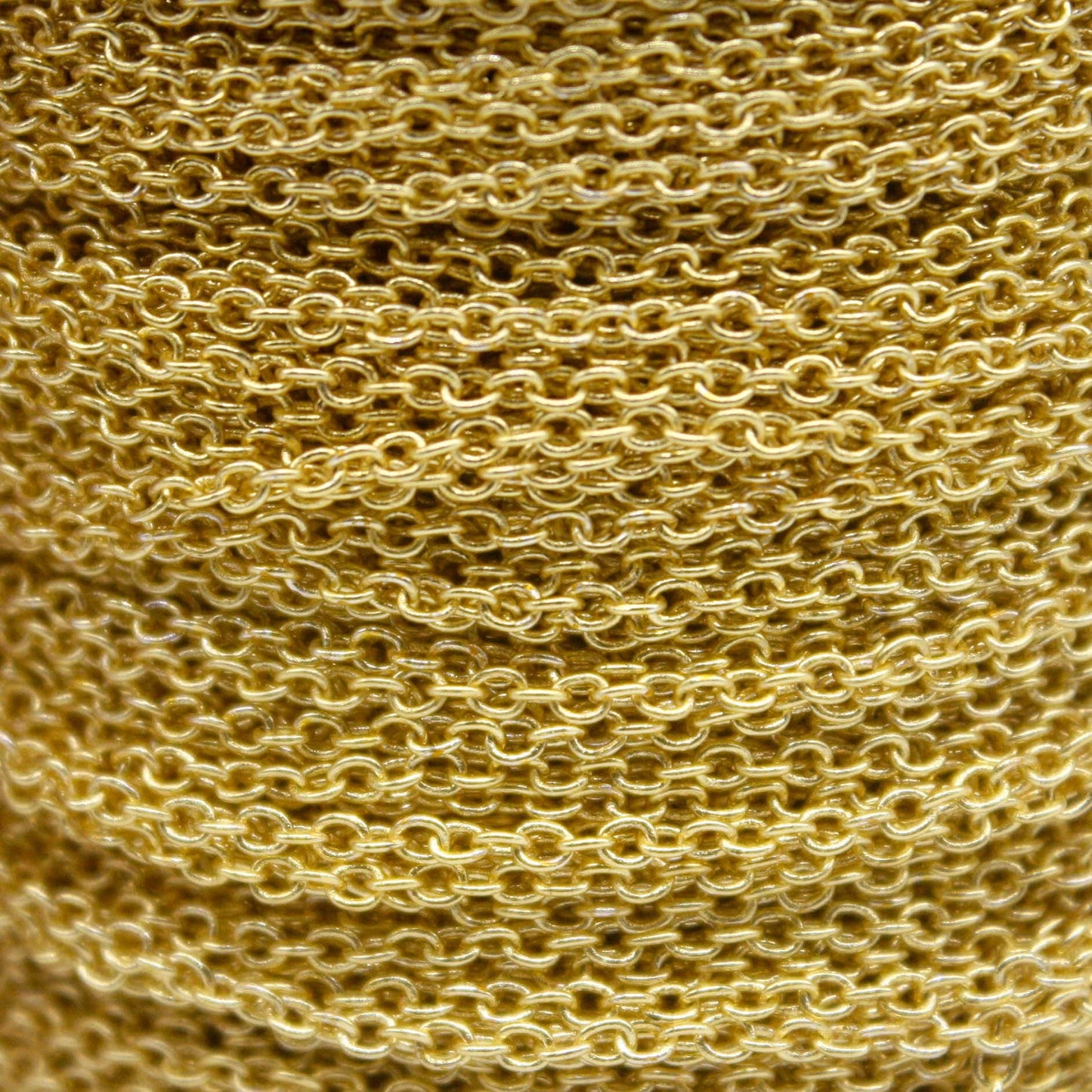 10 Ft. Non Tarnish Soldered Cable Chain - 18K Gold Plated Plain Cable Chain - 2.0x1.4mm Anti Tarnish Free Resistant Cable Chain - AT2014S
