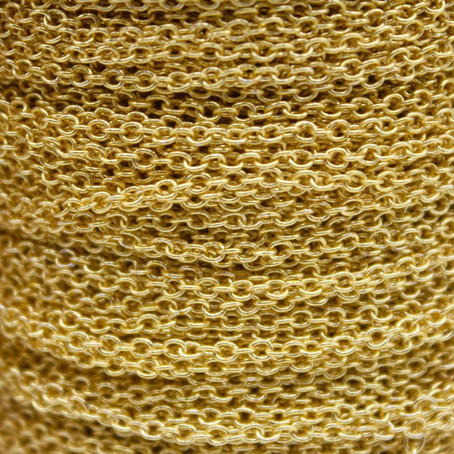 300 Ft. Non Tarnish Soldered Cable Chain - 18K Gold Plated Plain Cable Chain - 2.0x1.4mm Anti Tarnish Free Resistant Cable Chain - AT2014S