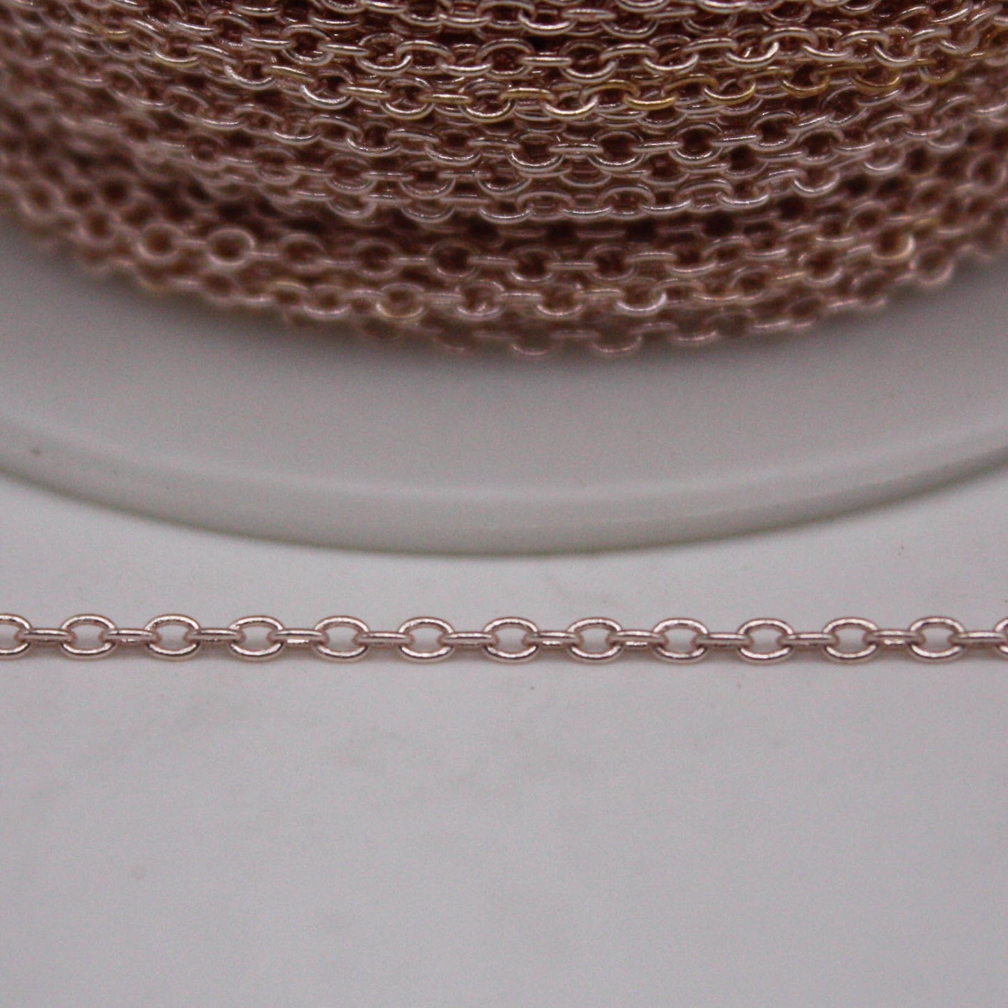 3 Ft. Non Tarnish Soldered Cable Chain - Rose Gold Plated Plain Cable Chain - 2.0x1.4mm Anti Tarnish Free Resistant Cable Chain - AT2014S