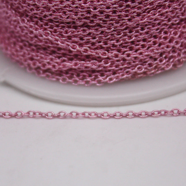 10 Ft. Non Tarnish Soldered Cable Chain - Pink Copper Plated Plain Cable Chain - 2.0x1.4mm SOLDER - Soldered Link - AT2014S