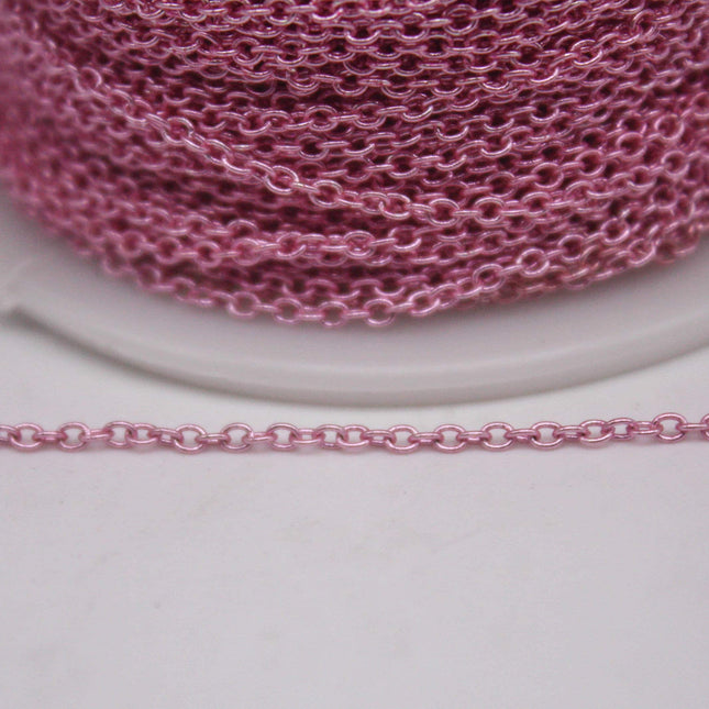 100 Ft. Non Tarnish Soldered Cable Chain - Pink Copper Plated Plain Cable Chain - 2.0x1.4mm SOLDER - Soldered Link - AT2014S