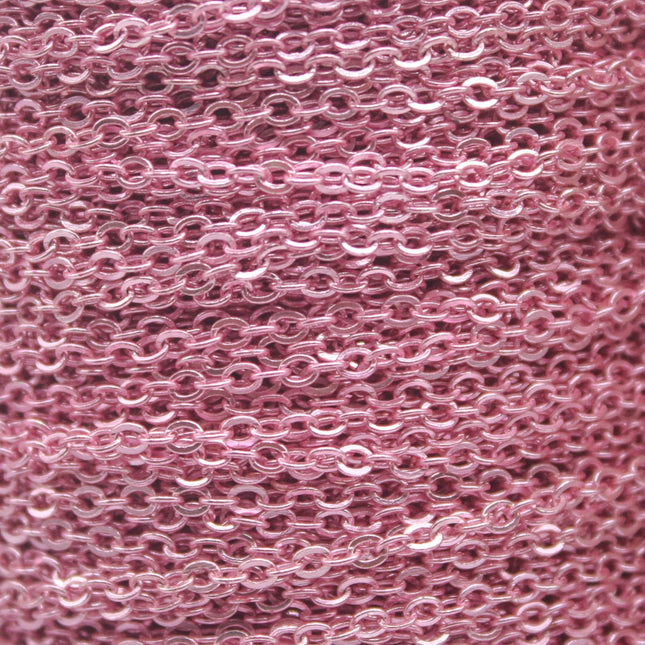 100 feet TARNISH Resistant Tarnish FREE Anti Tarnished Pink Copper Micro Flat Chain - 3x1.7mm SOLDER - little Oval Small Soldered - AT317F