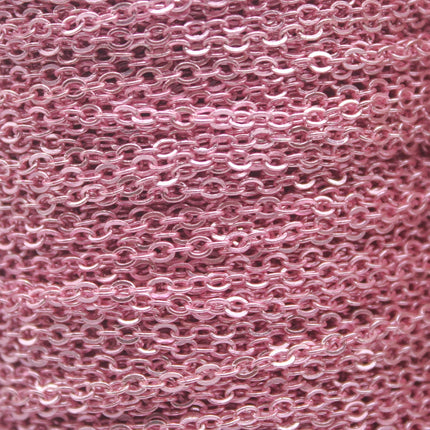 32 Ft Non Tarnish Flat Cable Chain - Pink Copper Micro Flat Chain - 3x1.7mm SOLDER - Anti Tarnish Free Resistant Soldered - AT317F