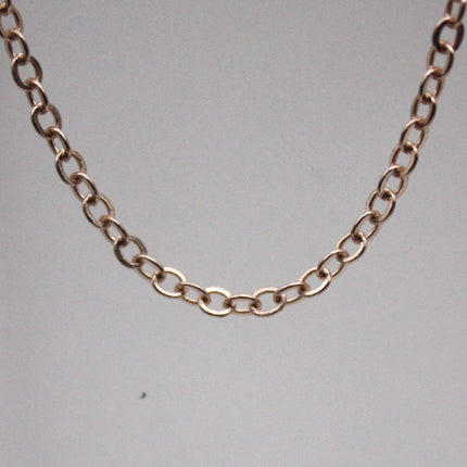 32 Ft Non Tarnish Flat Cable Chain -   Champagne (Pinky) Gold Flat Chain - 3x1.7mm SOLDER - Anti Tarnish Free Resistant Soldered  - AT317F