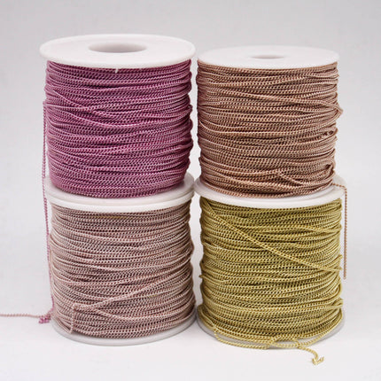 New 3 Non Tarnish Curb Chain - Champagne (Pinky) Gold Plated Solder Curb Chain - 1.6mm Link -  Anti Tarnish Free Curb Chain - AT1.6S