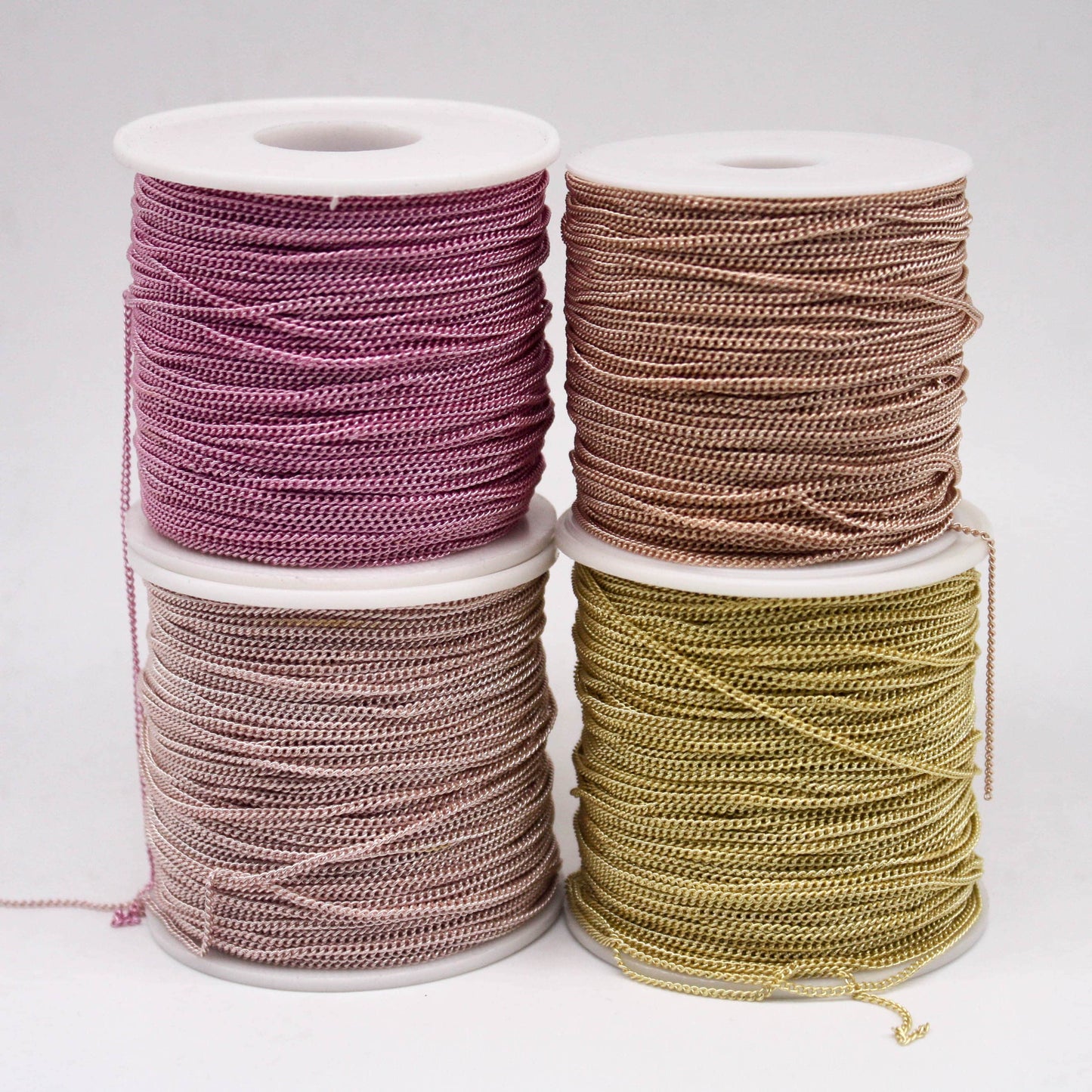 New 3 Non Tarnish Curb Chain - Champagne (Pinky) Gold Plated Solder Curb Chain - 1.6mm Link -  Anti Tarnish Free Curb Chain - AT1.6S