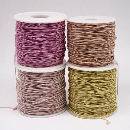 32 Ft Non Tarnish Curb Chain -  Champagne (Pinky) Gold Plated Solder Curb - 1.6mm Link - Anti Tarnish Free Resistant Curb Chain - AT1.6S