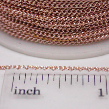 New 100 Non Tarnish Curb Chain - Rose Gold Plated Solder Curb Chain - 1.6mm Link - Anti Tarnish Free Resistant Curb Chain - AT1.6S