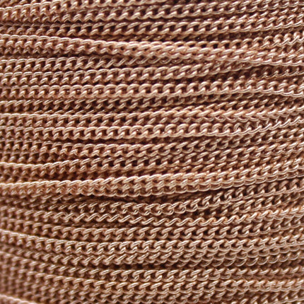 New 100 Non Tarnish Curb Chain - Champagne (Pinky) Gold Plated Solder Curb Chain - 1.6mm Link - Anti Tarnish Free Curb Chain - AT1.6S