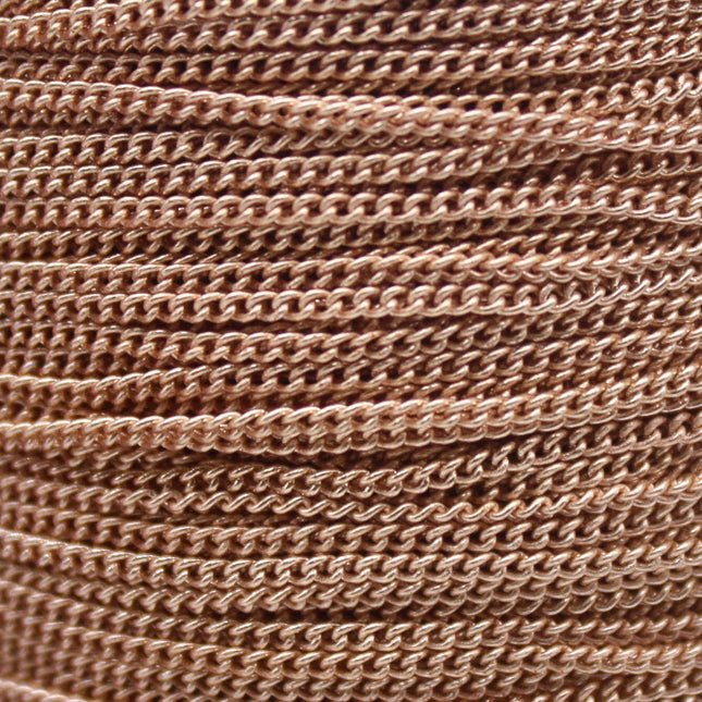 New 100 Non Tarnish Curb Chain - Champagne (Pinky) Gold Plated Solder Curb Chain - 1.6mm Link - Anti Tarnish Free Curb Chain - AT1.6S